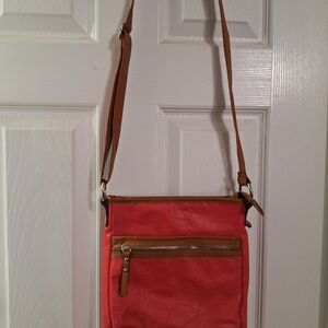 Stylish Coral and Tan Women's Bag